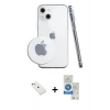 MARSİLYAN™- iPhone 14 Kılıf Zirve Doku - Şeffaf Royal Nano Ekran Koruyucu + Diamond Kamera Lens - PE