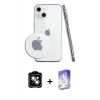 MARSİLYAN™- iPhone 14 Kılıf Zirve Doku - Siyah Bilvis 5in1 3D Magic Cam Ekran Koruyucu + PVD Metal Kamera Lens - GS