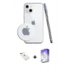 MARSİLYAN™- iPhone 14 Kılıf Zirve Doku - Siyah Bilvis 5in1 3D Magic Cam Ekran Koruyucu + Diamond Kamera Lens - KI