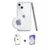 MARSİLYAN™- iPhone 14 Kılıf Zirve Doku - Siyah Bilvis 5in1 3D Magic Cam Ekran Koruyucu + Shine Kamera Lens - GS