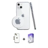 MARSİLYAN™- iPhone 14 Kılıf Zirve Doku - Siyah Bilvis 5in1 3D Magic Cam Ekran Koruyucu + Shine Kamera Lens - GD