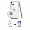 MARSİLYAN™- iPhone 14 Kılıf Zirve Doku - Siyah Bilvis 5in1 3D Magic Cam Ekran Koruyucu + Shine Kamera Lens - MI