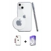 MARSİLYAN™- iPhone 14 Kılıf Zirve Doku - Siyah Bilvis 5in1 3D Magic Cam Ekran Koruyucu + Shine Kamera Lens - KI