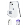 MARSİLYAN™- iPhone 14 Kılıf Zirve Doku - Siyah Bilvis 5in1 3D Magic Cam Ekran Koruyucu + Shine Kamera Lens - SH