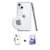 MARSİLYAN™- iPhone 14 Kılıf Zirve Doku - Siyah Bilvis 5in1 5D Magic Hayalet Cam Ekran Koruyucu + Shine Kamera Lens - GD