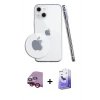 MARSİLYAN™- iPhone 14 Kılıf Zirve Doku - Siyah Bilvis 5in1 5D Magic Hayalet Cam Ekran Koruyucu + Raze Metal Kamera Lens - KI