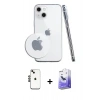 MARSİLYAN™- iPhone 14 Kılıf Zirve Doku - Siyah Bilvis 5in1 5D Magic Hayalet Cam Ekran Koruyucu + Shine Kamera Lens - SH