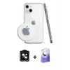 MARSİLYAN™- iPhone 14 Kılıf Zirve Doku - Siyah Bilvis 5in1 5D Magic Hayalet Cam Ekran Koruyucu + PVD Metal Kamera Lens - TU