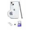 MARSİLYAN™- iPhone 14 Kılıf Zirve Doku - Siyah Bilvis 5in1 5D Magic Hayalet Cam Ekran Koruyucu + Diamond Kamera Lens - YL