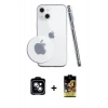 MARSİLYAN™- iPhone 14 Kılıf Zirve Doku - Siyah Buffer Cam Ekran Koruyucu + PVD Metal Kamera Lens - MI