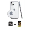 MARSİLYAN™- iPhone 14 Kılıf Zirve Doku - Siyah Buffer Cam Ekran Koruyucu + Pembe PVD Metal Kamera Lens