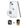 MARSİLYAN™- iPhone 14 Kılıf Zirve Doku - Siyah Buffer Cam Ekran Koruyucu + PVD Metal Kamera Lens - SH