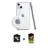 MARSİLYAN™- iPhone 14 Kılıf Zirve Doku - Siyah Buffer Cam Ekran Koruyucu + Turuncu PVD Metal Kamera Lens
