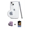 MARSİLYAN™- iPhone 14 Kılıf Zirve Doku - Siyah Buffer Hayalet Cam Ekran Koruyucu + Raze Metal Kamera Lens - GS