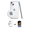 MARSİLYAN™- iPhone 14 Kılıf Zirve Doku - Siyah Buffer Hayalet Cam Ekran Koruyucu + Shine Kamera Lens - KI
