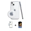 MARSİLYAN™- iPhone 14 Kılıf Zirve Doku - Siyah Buffer Hayalet Cam Ekran Koruyucu + Shine Kamera Lens - MI