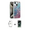 MARSİLYAN™- iPhone 14 Kılıf Zirve Modern Prime - Şeffaf 360 Full Body Arka Koruyucu + Shine Kamera Lens - GS