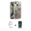 MARSİLYAN™- iPhone 14 Kılıf Zirve Modern Prime - Şeffaf 360 Full Body Arka Koruyucu + Shine Kamera Lens - GS