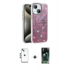 MARSİLYAN™- iPhone 14 Kılıf Zirve Modern Prime - Şeffaf 360 Full Body Arka Koruyucu + Shine Kamera Lens - MI