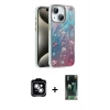 MARSİLYAN™- iPhone 14 Kılıf Zirve Modern Prime - Şeffaf 360 Full Body Arka Koruyucu + PVD Metal Kamera Lens - GS