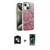 MARSİLYAN™- iPhone 14 Kılıf Zirve Modern Prime - Şeffaf 360 Full Body Arka Koruyucu + PVD Metal Kamera Lens - GS