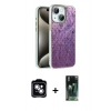 MARSİLYAN™- iPhone 14 Kılıf Zirve Modern Prime - Şeffaf 360 Full Body Arka Koruyucu + PVD Metal Kamera Lens - GS
