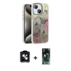 MARSİLYAN™- iPhone 14 Kılıf Zirve Modern Prime - Şeffaf 360 Full Body Arka Koruyucu + PVD Metal Kamera Lens - GS