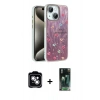 MARSİLYAN™- iPhone 14 Kılıf Zirve Modern Prime - Şeffaf 360 Full Body Arka Koruyucu + PVD Metal Kamera Lens - GS