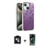 MARSİLYAN™- iPhone 14 Kılıf Zirve Modern Prime - Şeffaf 360 Full Body Arka Koruyucu + PVD Metal Kamera Lens - YL