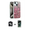 MARSİLYAN™- iPhone 14 Kılıf Zirve Modern Prime - Şeffaf 360 Full Body Arka Koruyucu + PVD Metal Kamera Lens - YL