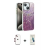 MARSİLYAN™- iPhone 14 Kılıf Zirve Modern Prime - Şeffaf Pasifik Cam Ekran Koruyucu + Shine Kamera Lens - KI