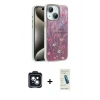 MARSİLYAN™- iPhone 14 Kılıf Zirve Modern Prime - Şeffaf Pasifik Cam Ekran Koruyucu + PVD Metal Kamera Lens - SH