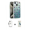 MARSİLYAN™- iPhone 14 Kılıf Zirve Modern Prime - Şeffaf Pasifik Cam Ekran Koruyucu + Shine Kamera Lens - SH