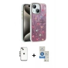 MARSİLYAN™- iPhone 14 Kılıf Zirve Modern Prime - Şeffaf Royal Nano Ekran Koruyucu + Shine Kamera Lens - GI