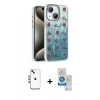 MARSİLYAN™- iPhone 14 Kılıf Zirve Modern Prime - Şeffaf Royal Nano Ekran Koruyucu + Shine Kamera Lens - GI