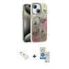 MARSİLYAN™- iPhone 14 Kılıf Zirve Modern Prime - Şeffaf Royal Nano Ekran Koruyucu + Diamond Kamera Lens - SABE