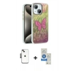 MARSİLYAN™- iPhone 14 Kılıf Zirve Modern Prime - Şeffaf Royal Nano Ekran Koruyucu + Shine Kamera Lens - SH