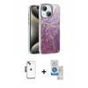 MARSİLYAN™- iPhone 14 Kılıf Zirve Modern Prime - Şeffaf Royal Nano Ekran Koruyucu + Shine Kamera Lens - SH