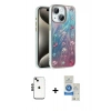 MARSİLYAN™- iPhone 14 Kılıf Zirve Modern Prime - Şeffaf Royal Nano Ekran Koruyucu + Shine Kamera Lens - SH