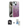 MARSİLYAN™- iPhone 14 Kılıf Zirve Modern Prime - Şeffaf Royal Nano Ekran Koruyucu + PVD Metal Kamera Lens - TU