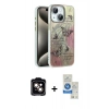 MARSİLYAN™- iPhone 14 Kılıf Zirve Modern Prime - Şeffaf Royal Nano Ekran Koruyucu + PVD Metal Kamera Lens - TU