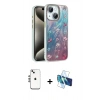 MARSİLYAN™- iPhone 14 Kılıf Zirve Modern Prime - Siyah 3D Antistatik Cam Ekran Koruyucu + Shine Kamera Lens - GS