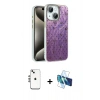 MARSİLYAN™- iPhone 14 Kılıf Zirve Modern Prime - Siyah 3D Antistatik Cam Ekran Koruyucu + Shine Kamera Lens - GS