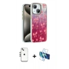 MARSİLYAN™- iPhone 14 Kılıf Zirve Modern Prime - Siyah 3D Antistatik Cam Ekran Koruyucu + Shine Kamera Lens - GS