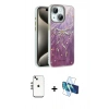 MARSİLYAN™- iPhone 14 Kılıf Zirve Modern Prime - Siyah 3D Antistatik Cam Ekran Koruyucu + Shine Kamera Lens - GS