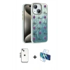 MARSİLYAN™- iPhone 14 Kılıf Zirve Modern Prime - Siyah 3D Antistatik Cam Ekran Koruyucu + Shine Kamera Lens - GS