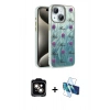 MARSİLYAN™- iPhone 14 Kılıf Zirve Modern Prime - Siyah 3D Antistatik Cam Ekran Koruyucu + PVD Metal Kamera Lens - TU