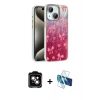MARSİLYAN™- iPhone 14 Kılıf Zirve Modern Prime - Siyah 3D Antistatik Cam Ekran Koruyucu + PVD Metal Kamera Lens - TU