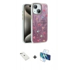 MARSİLYAN™- iPhone 14 Kılıf Zirve Modern Prime - Siyah 3D Antistatik Cam Ekran Koruyucu + Diamond Kamera Lens - YL