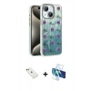 MARSİLYAN™- iPhone 14 Kılıf Zirve Modern Prime - Siyah 3D Antistatik Cam Ekran Koruyucu + Diamond Kamera Lens - YL